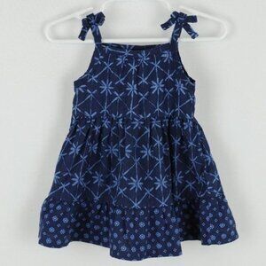 Carter's Infant Girls Size 6 Months Blue Floral Linen Blend Tiered Sun Dress
